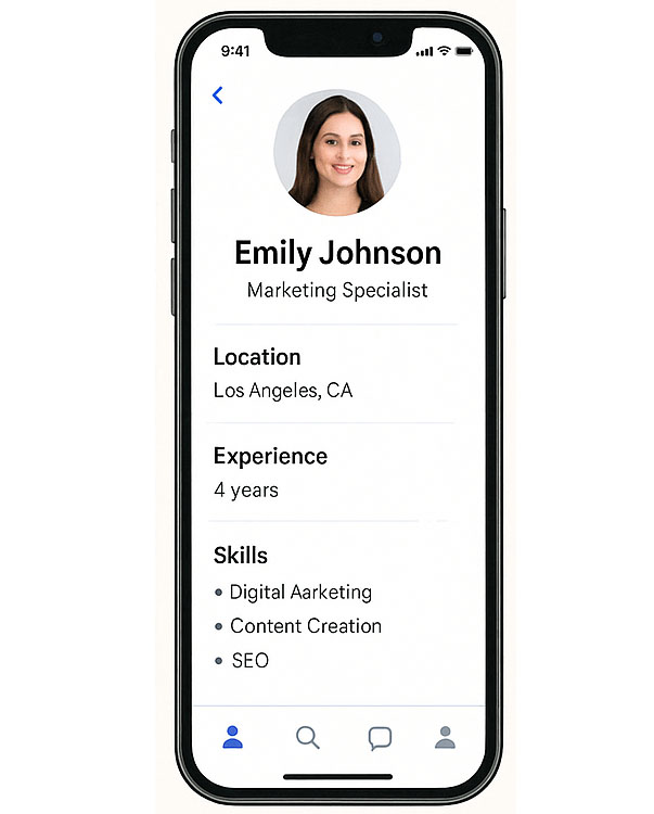 Candidate profile screen