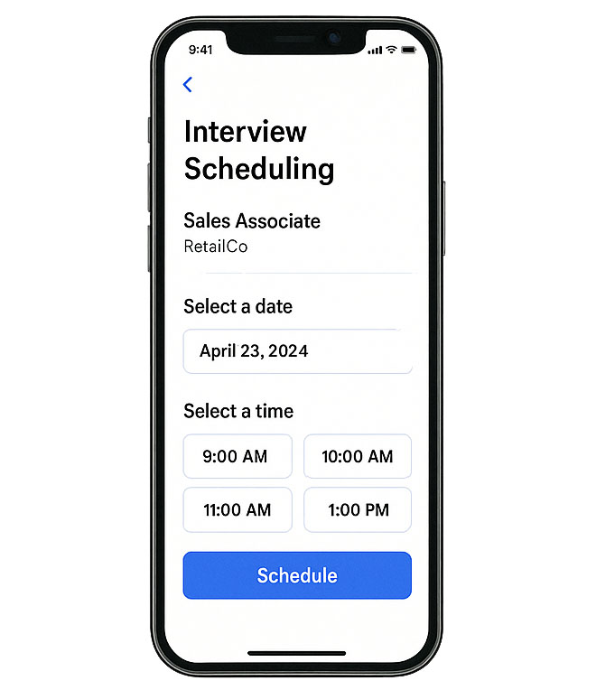 Interview scheduling screen