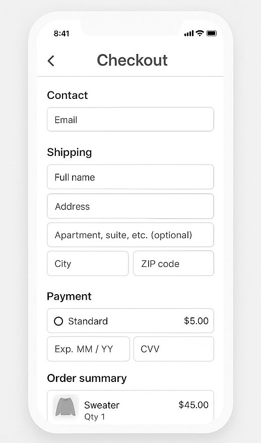 Optimized mobile checkout after redesign