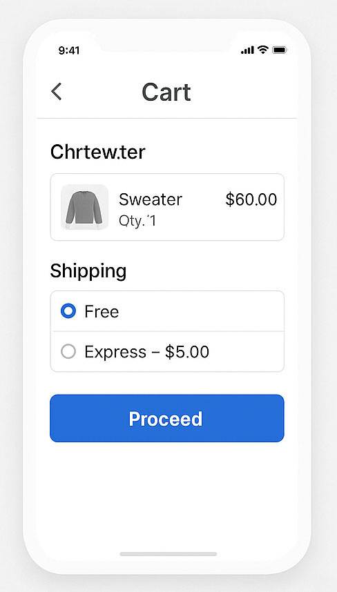 Cart review with shipping options