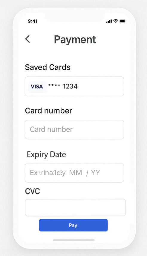 Payment information with saved cards