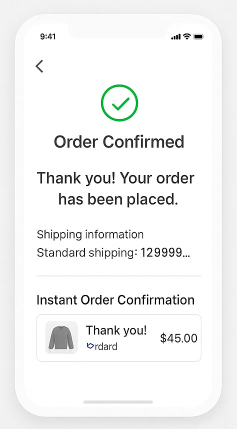 Order confirmation with tracking