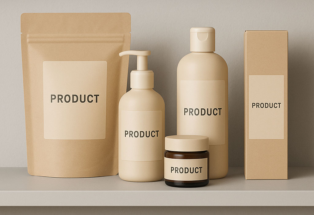 Products on retail shelf