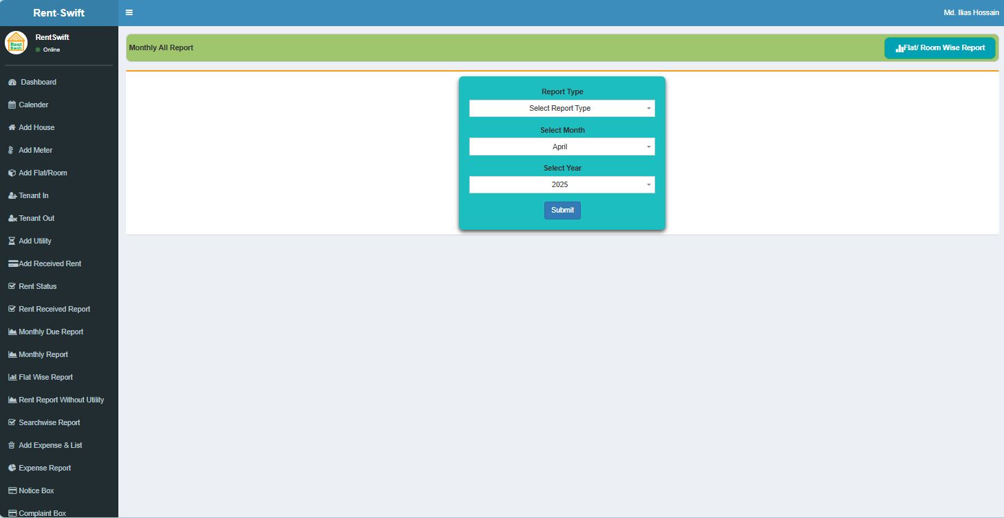 Modern rent management dashboard interface