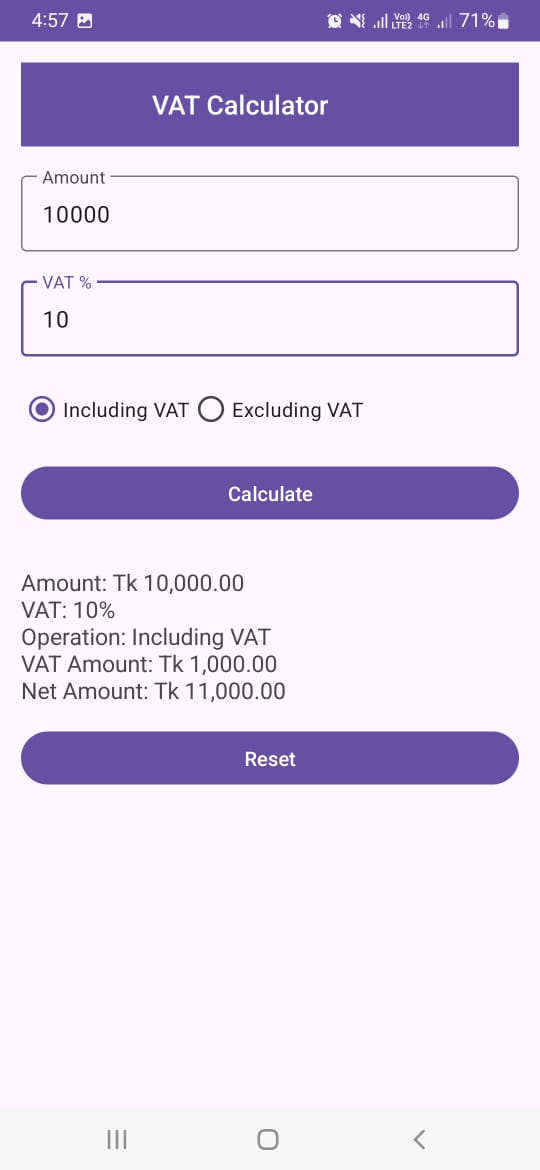 Rate selection screen
